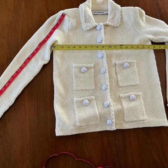 NWOT Self-Portrait Embellished Sequined Tweed Cardigan - Picture 6 of 6